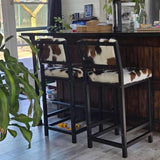 Boston Cowhide Bar Stool with Back (Seat 40)| Luxury Counter Stool (Customizable)