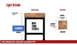 Light Brindle Cowhide Brooklyn Stool | Cowhide Counter Stool | Luxury Cowhide Bar Stool | Square Cushion | Height: Large