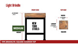 Light Brindle Cowhide Brooklyn Stool | Cowhide Counter Stool | Luxury Cowhide Bar Stool | Square Cushion | Height: Medium