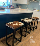 Cowhide Soho Stool | Bespoke Modern Cowhide Bar Stool: Made-to-Order Height and Cowhide Color