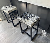 Cowhide Soho Stool | Bespoke Modern Cowhide Bar Stool: Made-to-Order Height and Cowhide Color