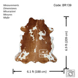 Brown and White Cowhide Rug , Size: Large(L), Code: BR139