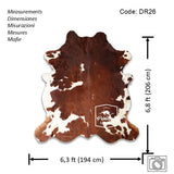Brown and White Cowhide Rug , Size: Large(L), Code: DR26