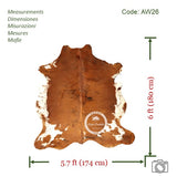 Light Brindle Tricolor Cowhide Rug , Size: Medium(M), Code: AW26