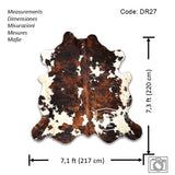 Tricolor Cowhide Rug , Size: Large(L), Code: DR27