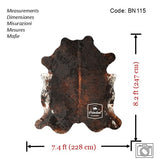 Dark Brindle Tricolor Cowhide Rug , Size: X-Jumbo(XXL), Code: BN115