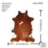 Brown and White Cowhide Rug , Size: Large(L), Code: BR03