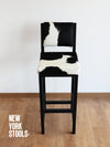 Black & White Cowhide Boston Bar Stool with Back (Seat 40) | Cowhide Counter Stool | Luxury Cowhide Bar Stool