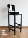 Black & White Cowhide Boston Bar Stool with Back (Seat 40) | Cowhide Counter Stool | Luxury Cowhide Bar Stool