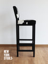 Black & White Cowhide Boston Bar Stool with Back (Seat 40) | Cowhide Counter Stool | Luxury Cowhide Bar Stool