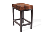 Dark Brindle Cowhide Manhattan Stool | Cowhide Counter Stool | Luxury Cowhide Bar Stool | Rectangular Cushion | Height: Medium