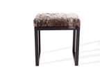 Salt & Pepper Brown Cowhide Bronx Stool | Cowhide Counter Stool | Luxury Cowhide Bar Stool | Rectangular Cushion | Height: Small