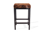 Dark Brindle Cowhide Manhattan Stool | Cowhide Counter Stool | Luxury Cowhide Bar Stool | Rectangular Cushion | Height: Large