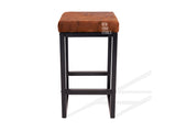 Dark Brindle Cowhide Brooklyn Stool | Cowhide Counter Stool | Luxury Cowhide Bar Stool | Square Cushion | Height: Large