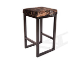 Light Brindle Cowhide Brooklyn Stool | Cowhide Counter Stool | Luxury Cowhide Bar Stool | Square Cushion | Height: Large
