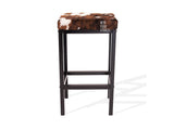 Dark Tricolor Cowhide Manhattan Stool | Cowhide Counter Stool | Luxury Cowhide Bar Stool | Rectangular Cushion | Height: Extra Large