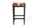 Light Tricolor Cowhide Manhattan Stool | Cowhide Counter Stool | Luxury Cowhide Bar Stool | Rectangular Cushion | Height: Extra Large