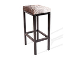 Salt & Pepper Brown Cowhide Manhattan Stool | Cowhide Counter Stool | Luxury Cowhide Bar Stool | Rectangular Cushion | Height: Extra Large