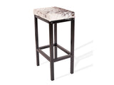 Salt & Pepper Brown Cowhide Manhattan Stool | Cowhide Counter Stool | Luxury Cowhide Bar Stool | Rectangular Cushion | Height: Extra Large