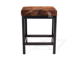 Dark Brindle Cowhide Manhattan Stool | Cowhide Counter Stool | Luxury Cowhide Bar Stool | Rectangular Cushion | Height: Medium