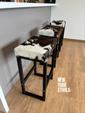 Cowhide Soho Stool | Bespoke Modern Cowhide Bar Stool: Made-to-Order Height and Cowhide Color