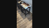 Salt & Pepper Brown Cowhide Manhattan Stool | Cowhide Counter Stool | Luxury Cowhide Bar Stool | Rectangular Cushion | Height: Medium