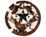 Round Cowhide Rug Tricolor Multi Star 60" - 80" ( 5 ft - 6.7ft)