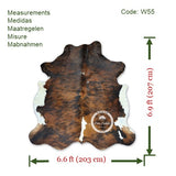 Light Brindle Tricolor Cowhide Rug , Size: Large (L), Code: w55