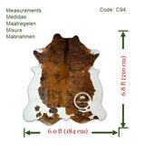 Light Brindle Tricolor Cowhide Rug , Size: Large (L), Code: C94