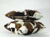 Pair Double Sided Tricolor Cowhide Pillow Cover (Set of 2 units) 15"x 15" or 20" x 20" or 24" x 24"