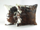 Pair Double Sided Tricolor Cowhide Pillow Cover (Set of 2 units) 15"x 15" or 20" x 20" or 24" x 24"