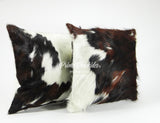 Pair Double Sided Tricolor Cowhide Pillow Cover (Set of 2 units) 15"x 15" or 20" x 20" or 24" x 24"