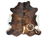 Light Brindle Tricolor Cowhide Rug , Size: Large (L), Code: w55